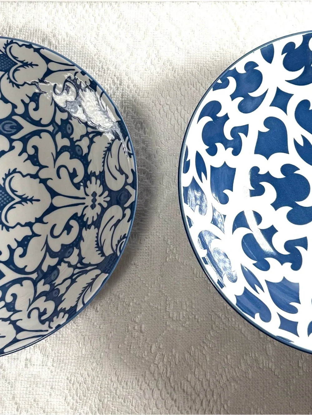 Certified International Blue and White Ornate Ceramic Bowl Set